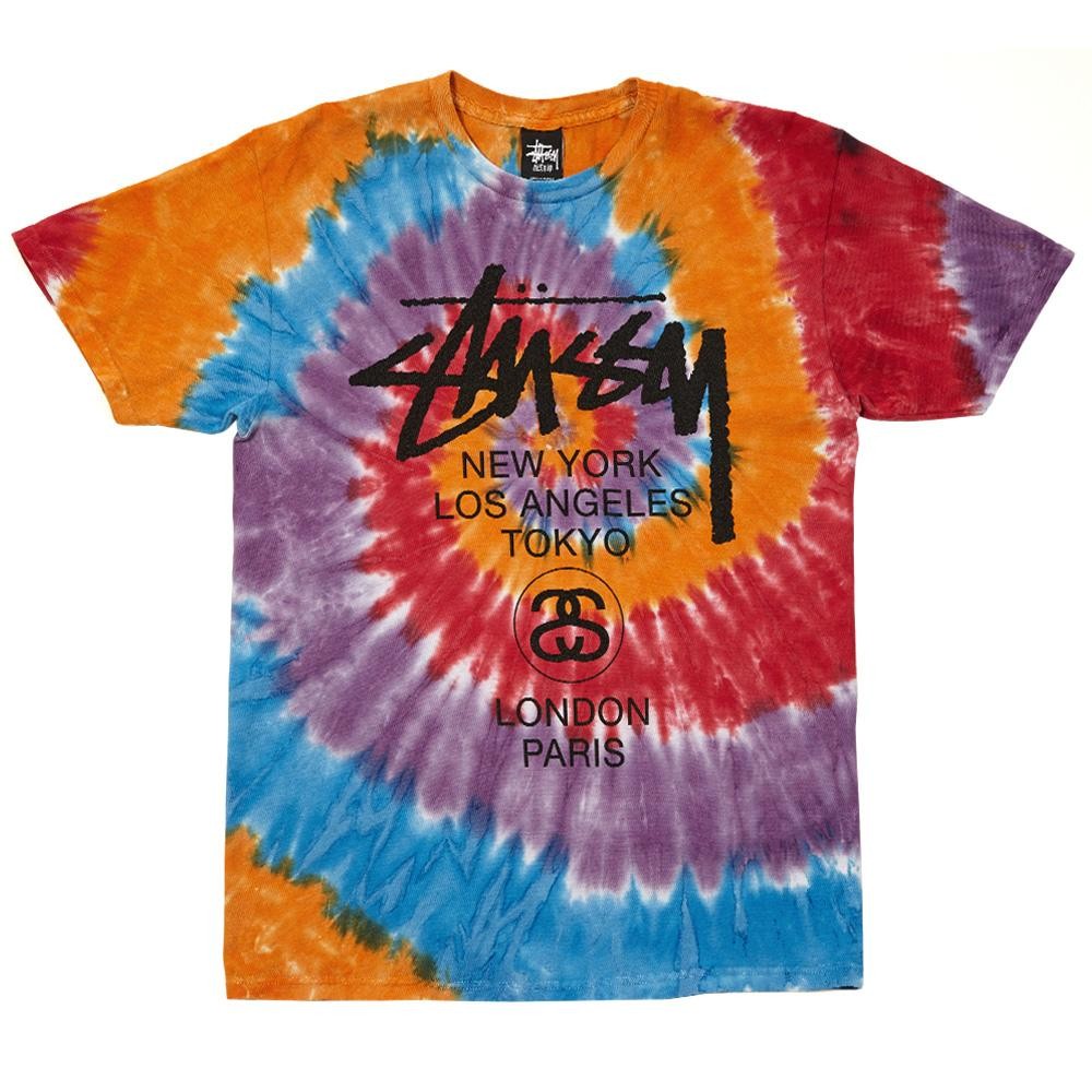 Bold & bright look with tie dye swirl t-shirt | SOLETOPIA