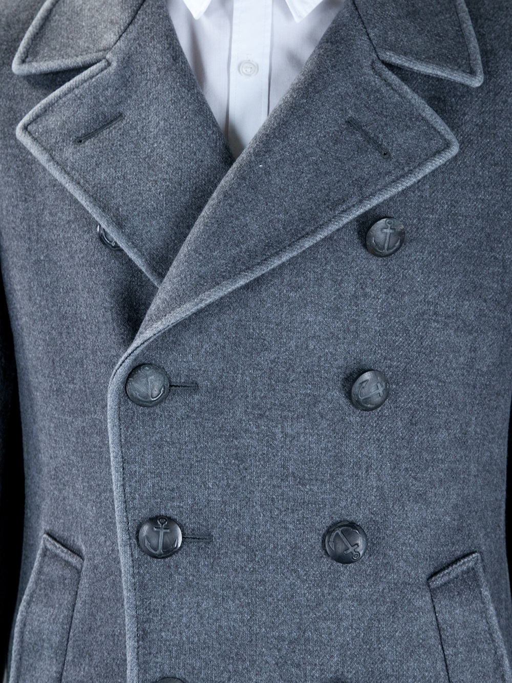 Nautical buttons on Gray wool | SOLETOPIA