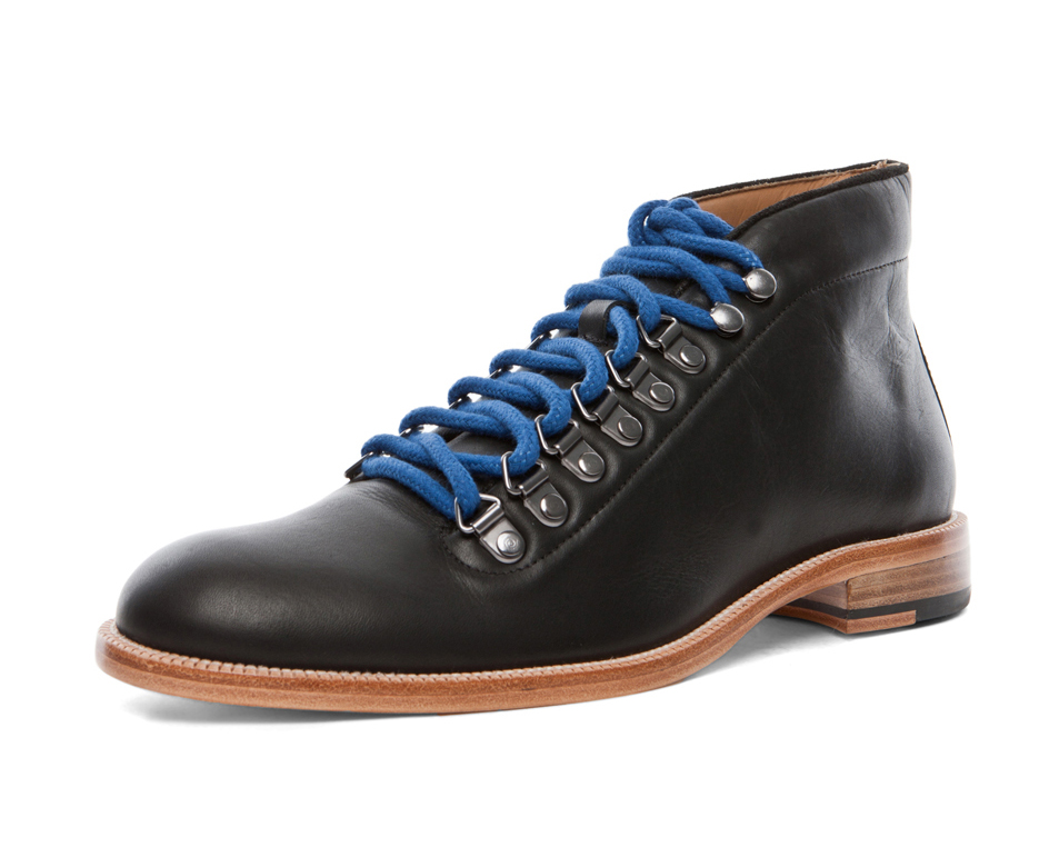 Blue laces on Black leather uppers | SOLETOPIA