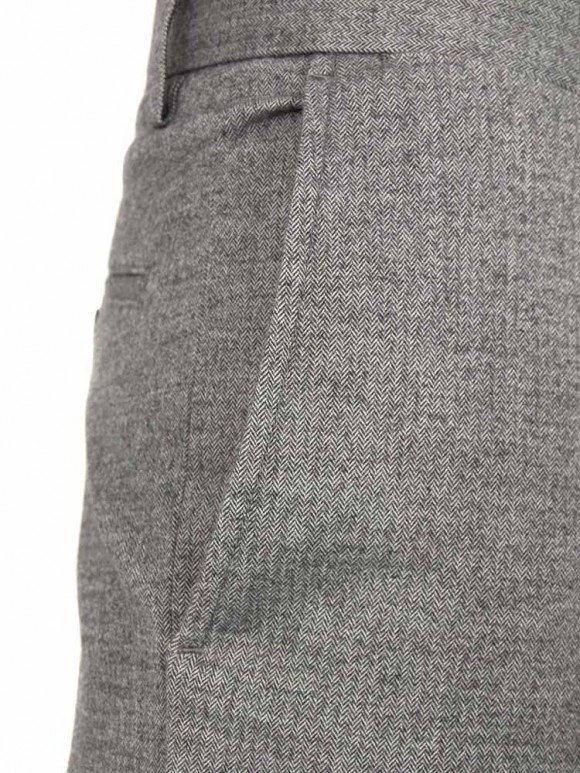 Grey herringbone dress pants, slim fit & tapered cut | SOLETOPIA