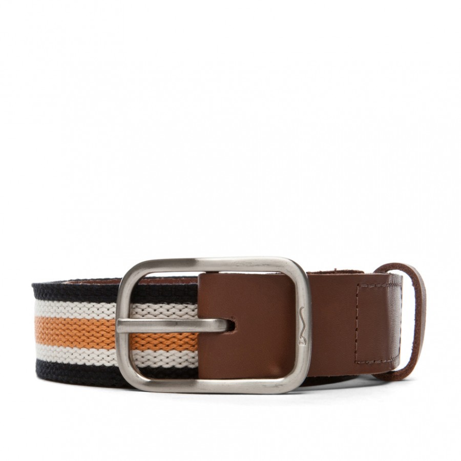 Multi-colored weave + smooth leather mixed belt - Shipley & Halmos ...