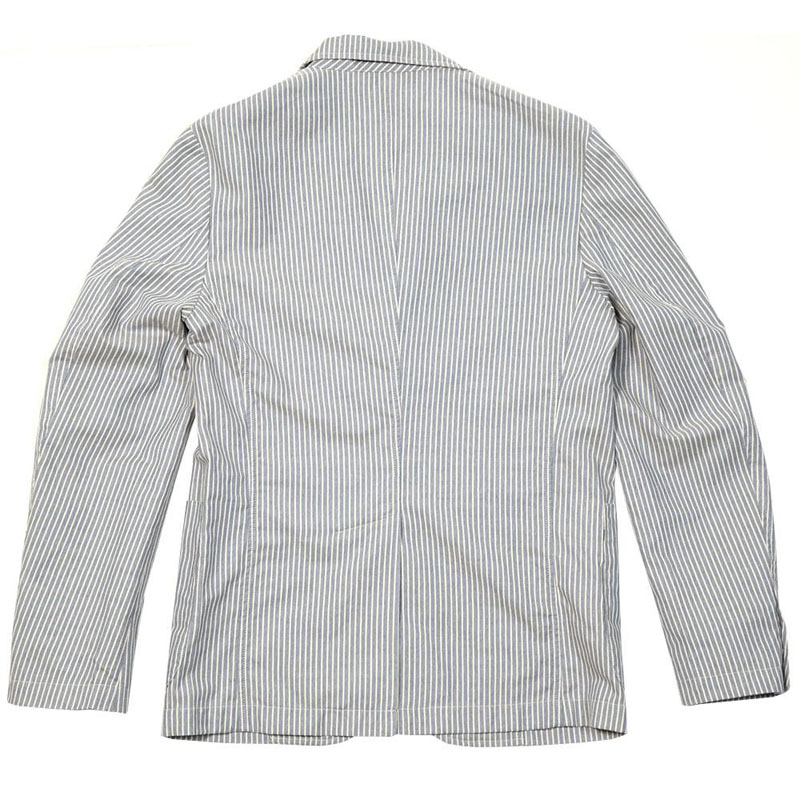 Unstructured Pinstripe Jacket with Wood Buttons | SOLETOPIA