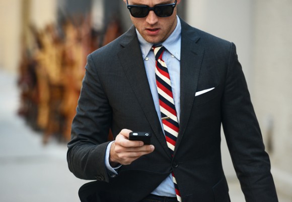 Candy Cane navy tie x blazer x phone