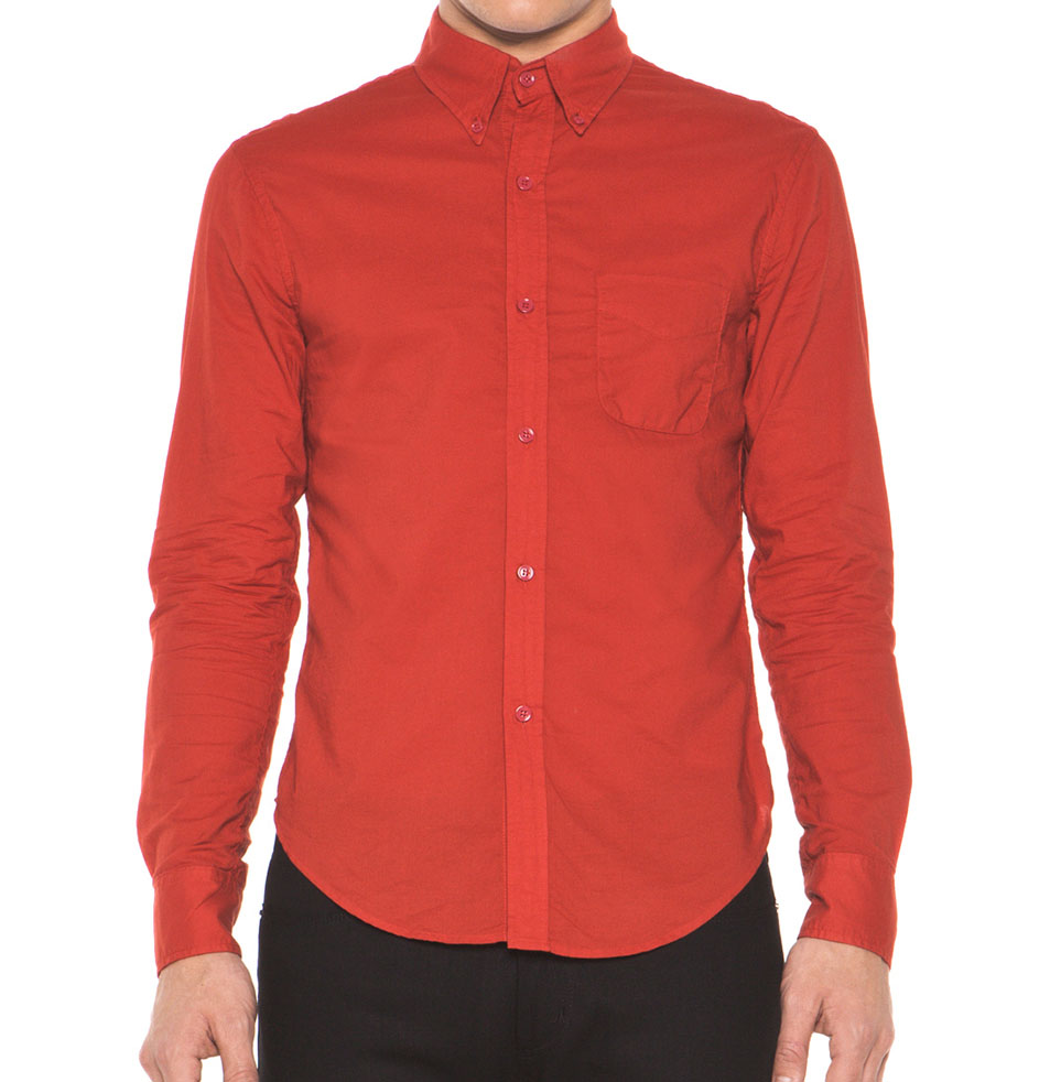 short sleeve red button up shirt