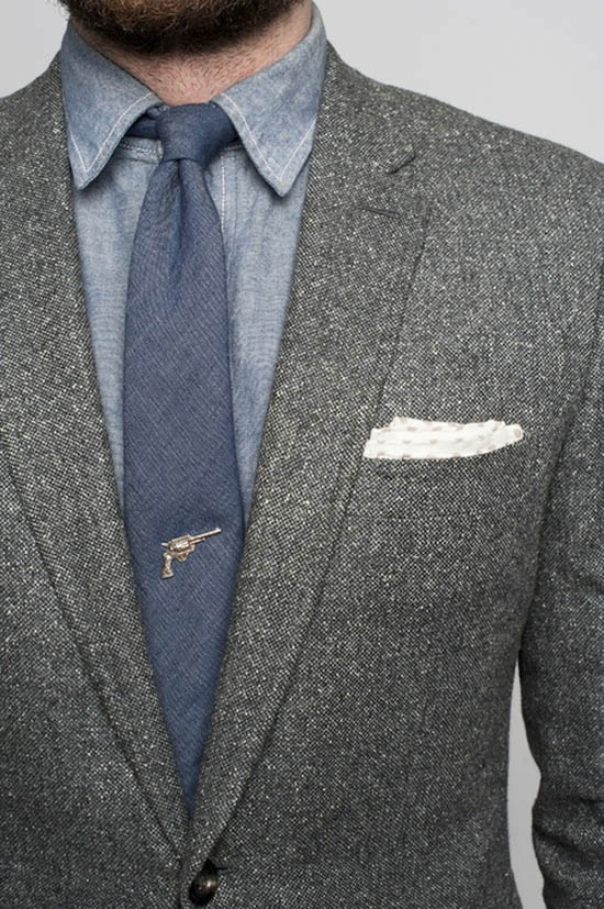 Revolver Tie + Chambray point collar shirt