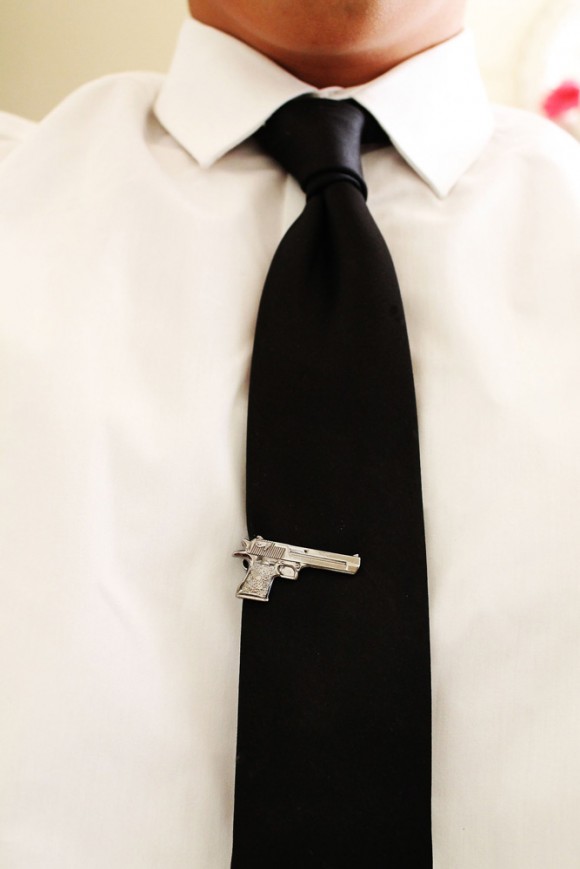 Silver Pistol tie clip/tie clasp