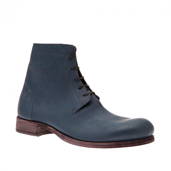 blue work boot Distressed leather Yoko Ito