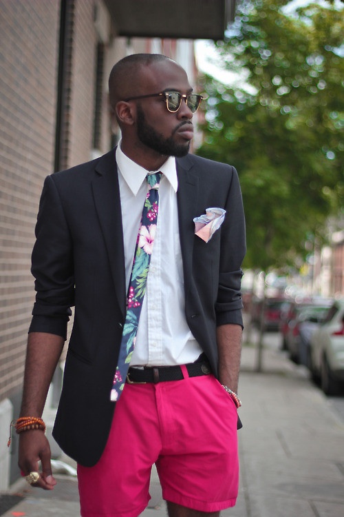 Spot on floral necktie blazer pink shorts