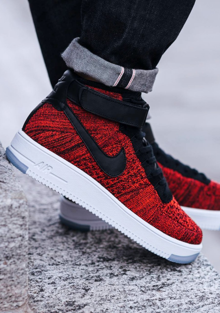 NIKE AF1 Ultra Flyknit Team Red × White × Black | SOLETOPIA