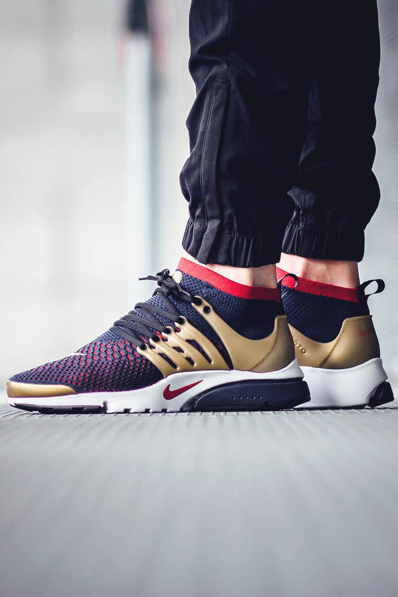 With metallic gold armor in its defense, Nike’s Air Presto Flyknit ...