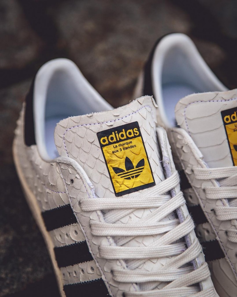 Snakeskin Superstar 80s with gold tinfoil tongue branding | SOLETOPIA